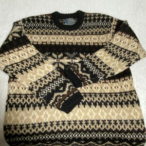 VTG Squaw Valley Nordic Sweater Pullover Men's S 100% Wool Heavy Knit Snowflake - Picture 1 of 15