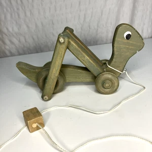 Vintage Kiefernholz grüne Heuschrecke Zugspielzeug 8,5 Zoll x 4,0 - Bild 1 von 14