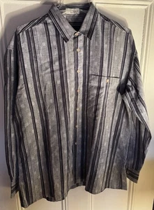Pierre Balmain Monsieur Shirt Size L Button Up Gray Black Striped Cotton Blend - Picture 1 of 4