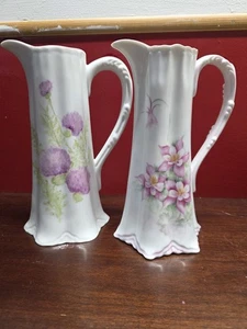 2 Porzellan Krüge handbemalt florales Design wunderschöner Zustand  - Bild 1 von 7