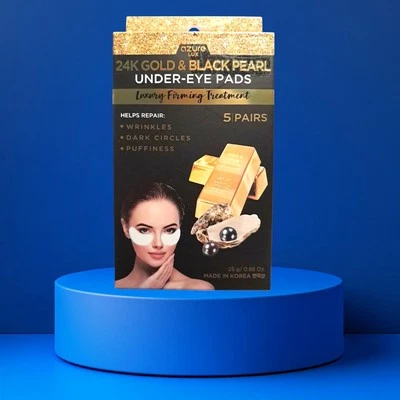 Azure Lux 24 Gold & Black Pearl Under Eye Pads Luxury Firming Treatment 5pairs - Image 1 of 2