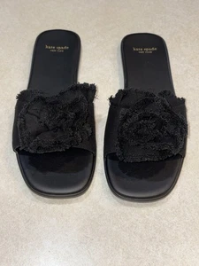 Kate Spade New York Damen-Sandalen geblümt flach schwarz Canvas Größe 8,5 neu - Bild 1 von 10