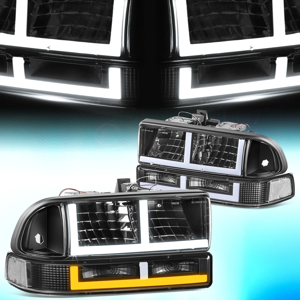 Faros traseros LED DRL negros transparentes para Chevy Blazer S10 1998-2004 en forma de F Foto 1 de 4