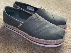 Toms Damen Alpargata Espadrille Plateau Halbschuhe Größe 7 salbeigrün Schuhe - Bild 1 von 9