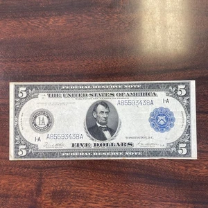 5 $ 1914 Boston Federal Reserve Schein - Bild 1 von 2