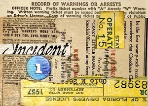 ACEO Original/OOAK/Vintage 1957 Florida License/magazine piece/text "Incident 1" - Picture 1 of 1