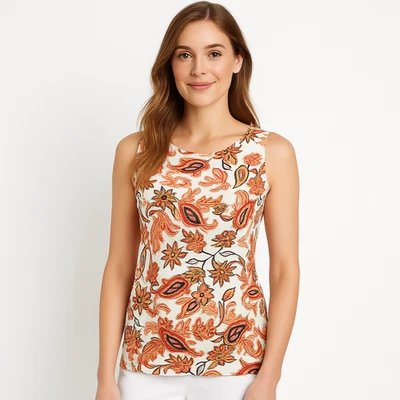 J Jill любовь льняной женщин Майка рубашка многоцветный цветочный пейсли без рукавов размер XS - Изображение 1 из 4
