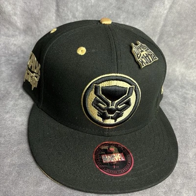 Black Panther Marvel Studios Hat 7 1/2 Black Gold Wakanda Lids Exclusive NEW - Image 1 of 4