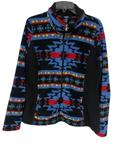 Ralph Lauren Chaps Women’s Sport Blue Aztec Southwest Fleece Jacket Full Zip XL - Picture 1 of 10