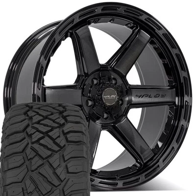 Set(5) 22x10 Black 4PLAY Wheels & 33x12.5x22 RT Tires 5X127 & 5X139.7 -18ET - Image 1 of 4