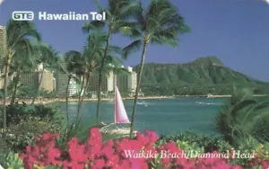 Rare Hawaii GTE Hawaiian Tel Phonecards Waikiki Beach / Diamond Head - Picture 1 of 2