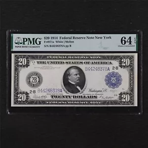 1914 Federal Reserve Note New York 20 Dollars Fr#971a PMG 64 EPQ Choice UNC - Picture 1 of 4