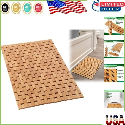 Alfombra de baño de bambú duradera [24x16] - Belleza plegable y fácil de limpiar para tu baño Foto 1 de 4