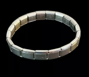 Stainless Steel Marked JAD Bracelet Stretchy Silver  Rectangle 2 1/2" Shiny  - Picture 1 of 4