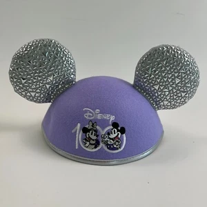 Disney Parks 100th Anniversary Mickey & Minnie Hat Ears Purple/Silver One Sz NWT - Picture 1 of 13