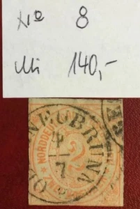 Sello Norddeutscher Bund n.o 8 sellado Michel valor de catálogo 140 euros - Imagen 1 de 2