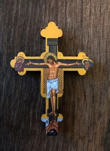 Christian wood cross magnet2,87"x2,05"religious Crucifixion Orthodox icon magnet - Picture 1 of 11