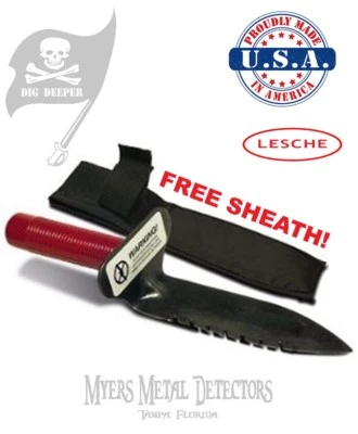 Lesche Digger + Sheath + Bonus FREE HD Treasure Apron & FREE Fast Shipping!