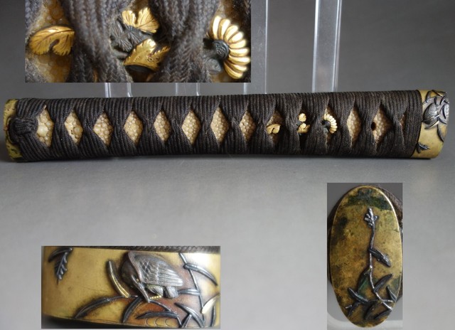 名品 鶴丸透かし 鉄地 東都鳥越住龍清作 鍔 鐔 日本刀 刀