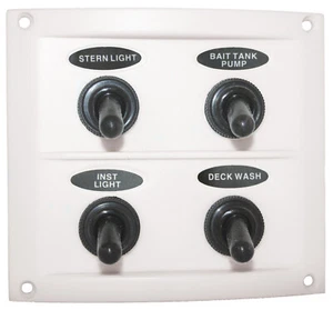 Switch Panel 4 Gang 12 volt/ 24 volt White Waterproof Boots AAA Contoured Marine - Picture 1 of 4