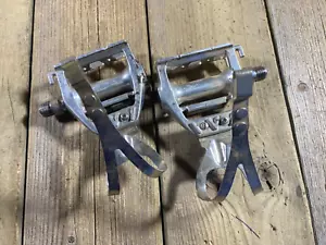 SR Sakae SP-153 AL Vintage Bike Pedals - Made in Japan - Silver Eroica - Picture 1 of 5
