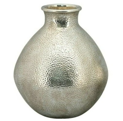 Keramik Vase "Agent" Dekovase Silber gehämmert Blumenvase H35cm Dekoration Vase - Bild 1 von 3