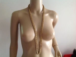 MIRIAM HASKELL RUSSIAN HEAVY GOLD PLATED CHAIN LINK 36" X .5" NECKLACE SIGNED - Picture 1 of 4
