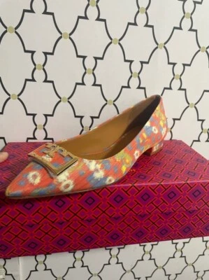 Balé Tory Burch cetim floral pontiagudo floral tamanho 7 novo - Imagem 1 de 4