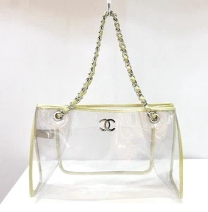Bolso de hombro Chanel transparente PVC vinilo cadena dorada B5 - Imagen 1 de 10