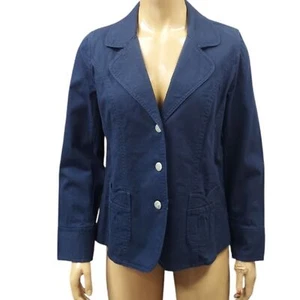 Denim & Company Navy Button Blazer - Picture 1 of 13