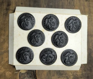 8 Black USMC Hard Plastic Buttons New Old Stock 1 1/8" - Picture 1 of 3