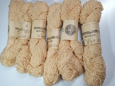 Lot of 6 Hanks Pepperell Yarns Boucle-Beige-Each Hank 2 Oz - Image 1 of 2