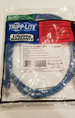 Tripp-lite Enhanced Cat-5e 350 MHz Snagless Patch Cable - 5 ft Blue N001-005-BL - Image 1 of 3