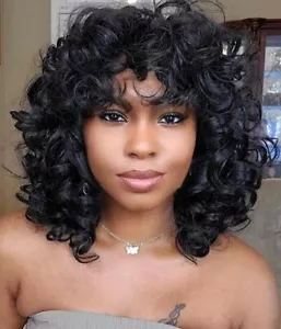 Loose Curly Wigs for Black Women Synthetic Hair Women Black wig African American - Picture 1 of 5