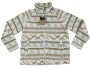 North Face NEW Printed Ridge Fleece Full Zip $150 Womens M Beige Sweater Jacket