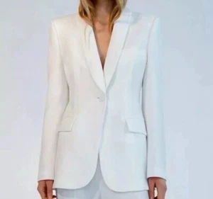 ZARA WOMEN NEW DINNER JACKET BLAZER WITH TUXEDO COLLAR 2766/187 ECRU Size XS NWT - Picture 1 of 3