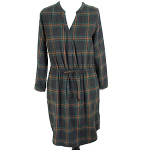 Prana Loop to Pines Dress Womens Size M Gray Plaid Flannel Elastic Waist Pockets - Picture 1 of 7