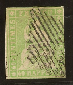 SUIZA Yvert 30 (º) 40 Céntimos Verde 1854/1862 NL915 - Foto 1 di 4