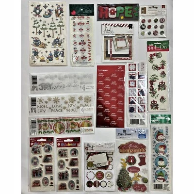Christmas Stickers Rub Ons Die Cuts Buttons Snowman Winter  Lot of 16 NEW - Image 1 of 4