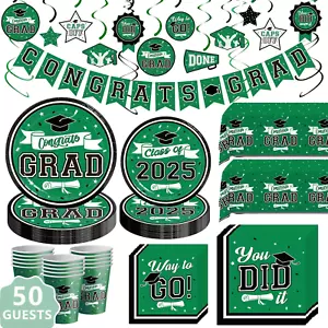2025 Graduation Decorations Green, Graduation Party Decorations for 50 Guests, D - Picture 1 of 12