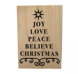 Recollections 5" x 3.5" Large Christmas Joy Love Peace Believe Rubber Stamp - Picture 1 of 5