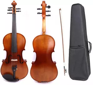 5 Saiten Viola 16,5 Zoll Ahornfichte Ebenholz Viola Teil Big Viola mit Etui & Schleife - Bild 1 von 6