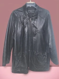 VINTAGE 1980s COLEBROOK SOFT LEATHER MENS XL EXTRA LARGE ZIPPERED JACKET COAT - Picture 1 of 6