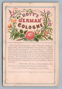 VICTORIAN TRADE CARD HOYT'S GERMAN COLOGNE J.E. ROEDER Drogenhändler LOWELL MA - Bild 1 von 2