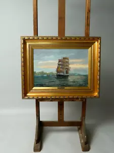 Frants Landt 1885 - 1975 Brigg im Eis Segelschiff auf See Maritim (16) - Bild 1 von 8