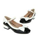 Womens Mary Janes Sweet Bowknot Ankle Strap Chunky Heels Square Toe Pumps Shoes