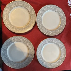 4 Vintage Franciscan Masterpiece Grey Renaissance Gold Trim China Bread Plates - Picture 1 of 6