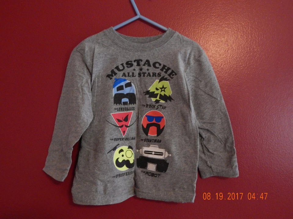 Garanimals 3T Boys Long Sleeve Shirt, Winter, Fall Mustache All Stars  - Image 1 of 1
