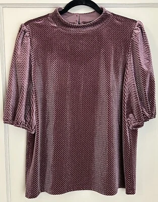 Blusa para mujer Ann Taylor manga corta abullonada terciopelo cuello falso grande nueva con etiquetas Foto 1 de 4
