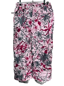 686 Snowboard Pants Girls Large Pink Floral Print Insulated Snowpants - Picture 1 of 4